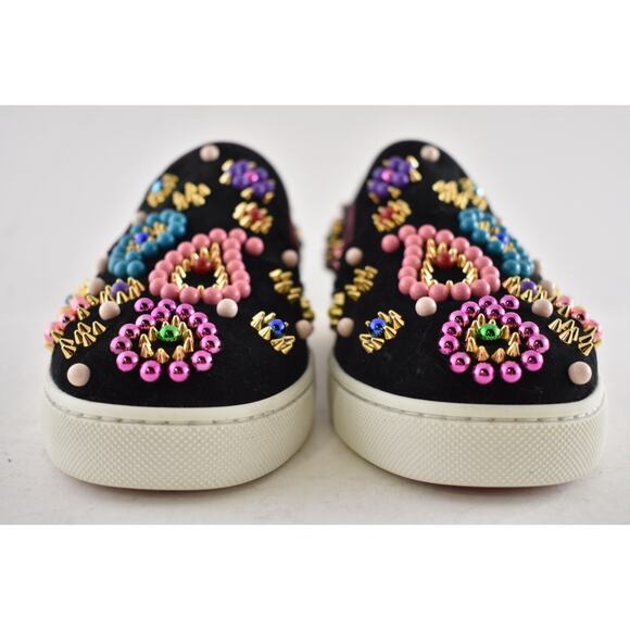 Christian Louboutin Boat Candy Flat Black Beaded Low Top Slip On Sneaker 36.5 - Picture 7 of 13